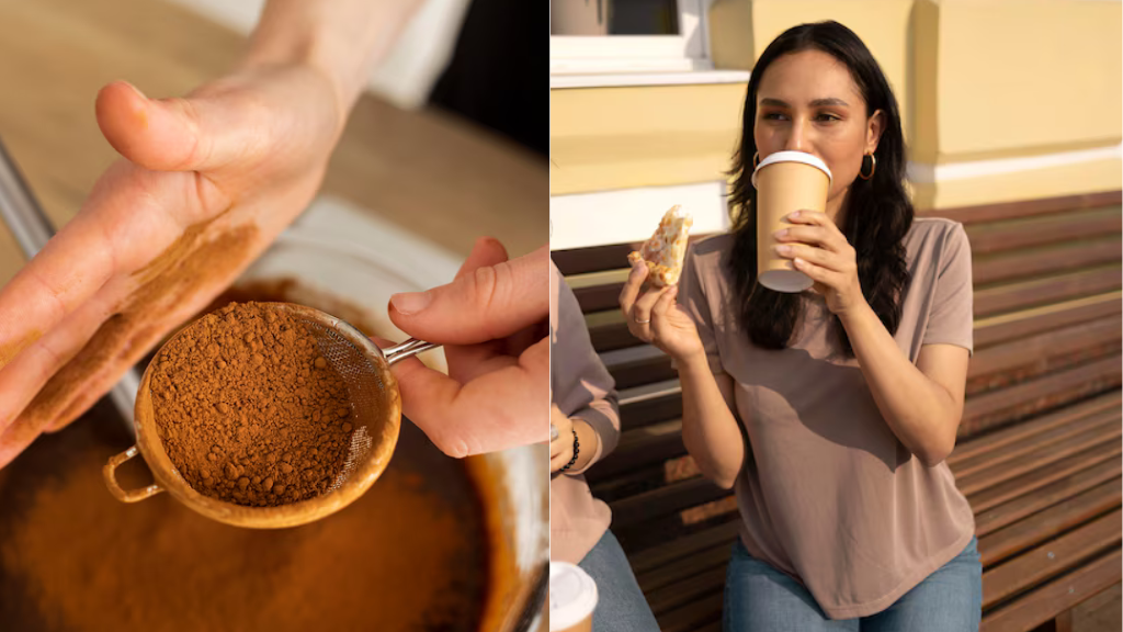 women taking mushroom powder