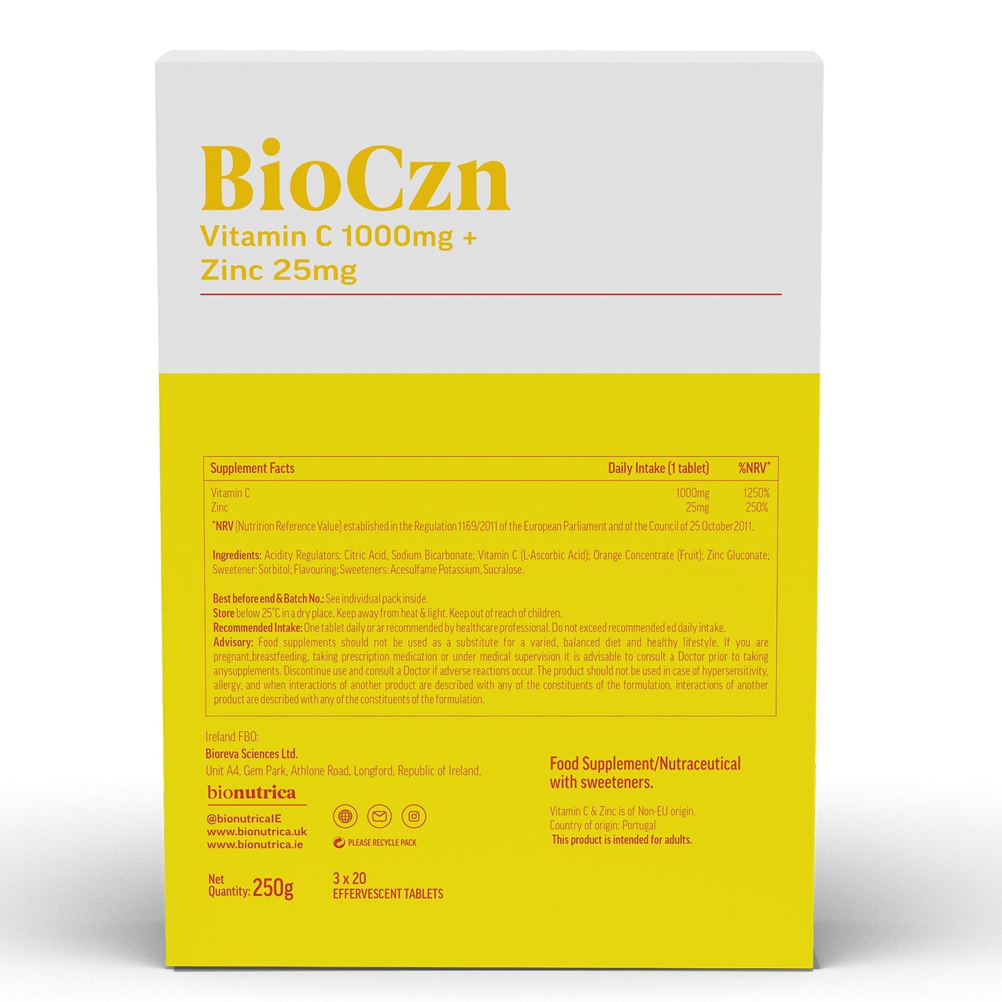 BioCzn - Vitamin C & Zinc - Back Side