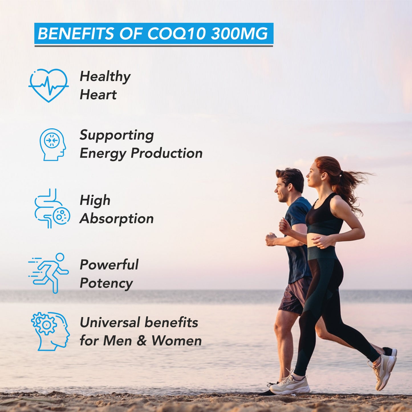 High-strength Coenzyme Q10 300 mg by Bionutrica – daily antioxidant supplement for heart vitality and cellular health.